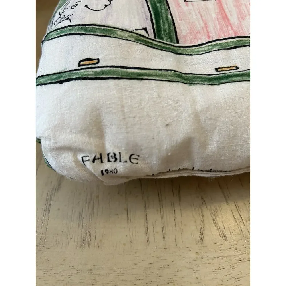 VTG Decorative Art Pillow Noah’s Ark Fable Animals Baby Crib Kid Room Cotton USA